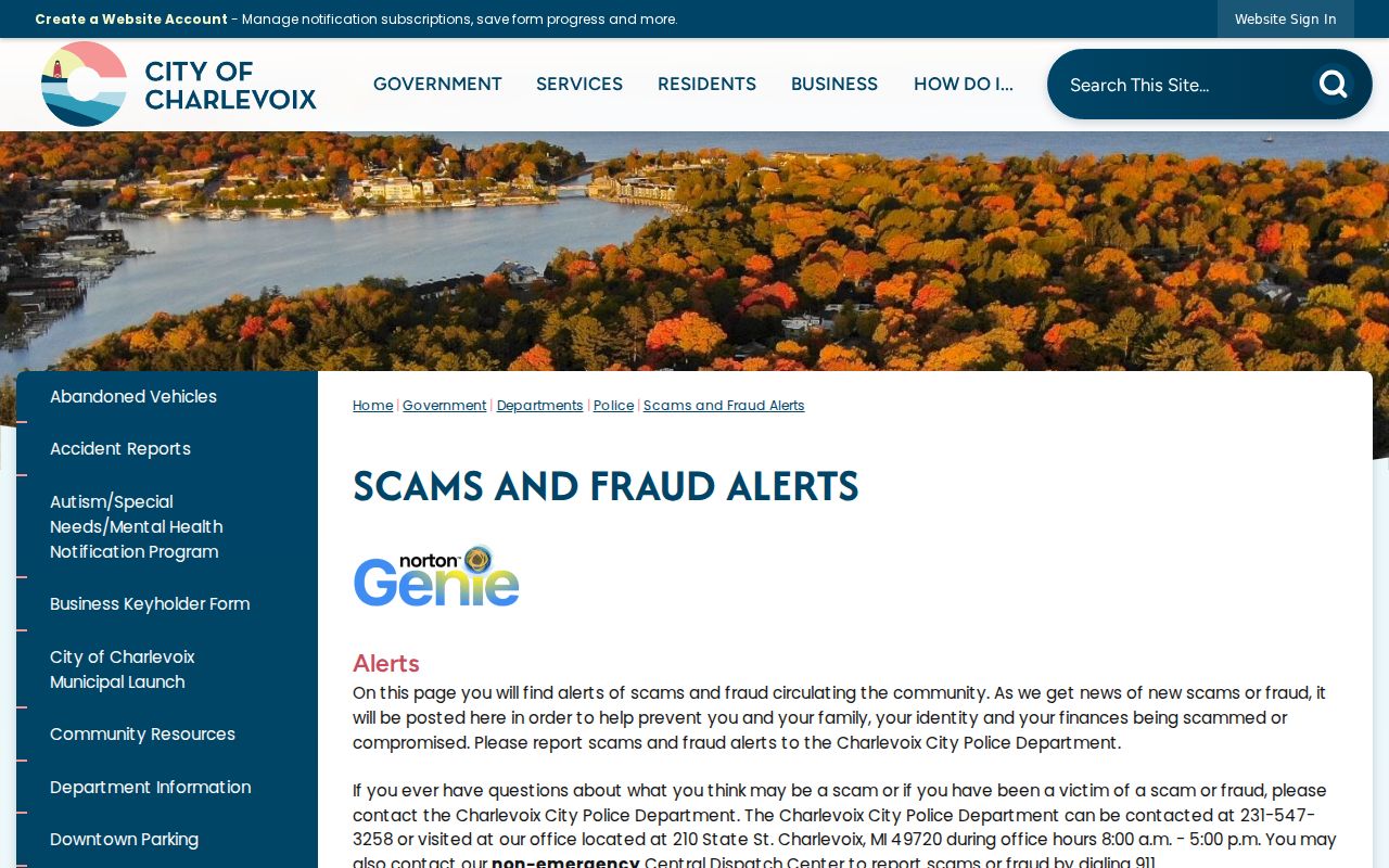 Charlevoix County warrant records: local police anti-scam warning about callers who demand warrant payment
