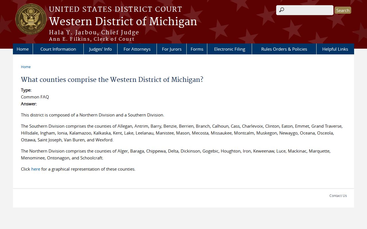 Charlevoix County arrest warrant search: Western District of Michigan Southern Division listing