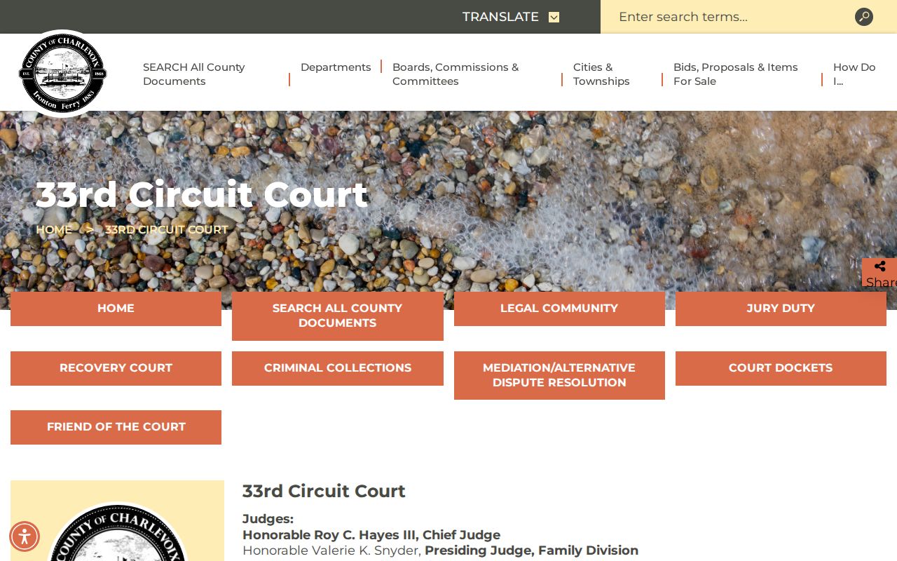 Charlevoix County warrant records: official 33rd Circuit Court jurisdiction and clerk contact page