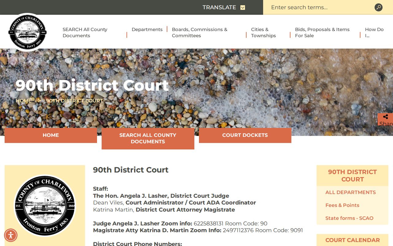 Charlevoix County warrant records: the official 90th District Court contact and jurisdiction page